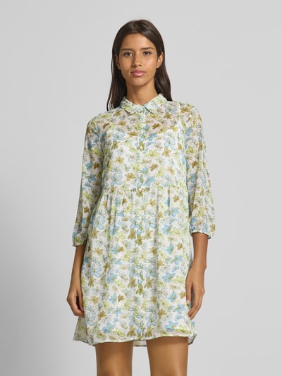 Tom Tailor Denim A-Linie Babydoll-Kleid aus Chiffon mit Viskose-Futter Offwhite 4