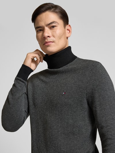 Tommy Hilfiger Regular fit coltrui van een mix van katoen en kasjmier Zwart - 3