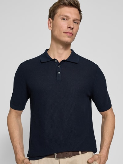 GRAN SASSO Regular Fit Poloshirt mit Strukturmuster Marine 3