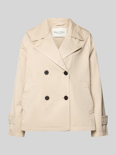 Produktfoto, Regular Fit Blouson aus reiner Baumwolle von Marc O'Polo w jednolitym beżowym kolorze, krój regular fit, kołnierz z klapami, długi rękaw z paskiem, podwójny rząd guzików, boczne kieszenie, materiał: czysta bawełna