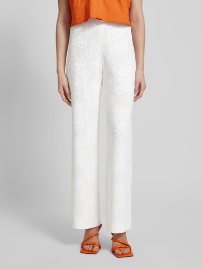 Raffaello Rossi Stoffen broek met ajourpatroon, model 'Elaine' Offwhite - 4