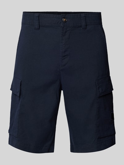 BOSS Orange RElaxed fit korte cargobroek met riemlussen, model 'Sisla' Marineblauw - 2