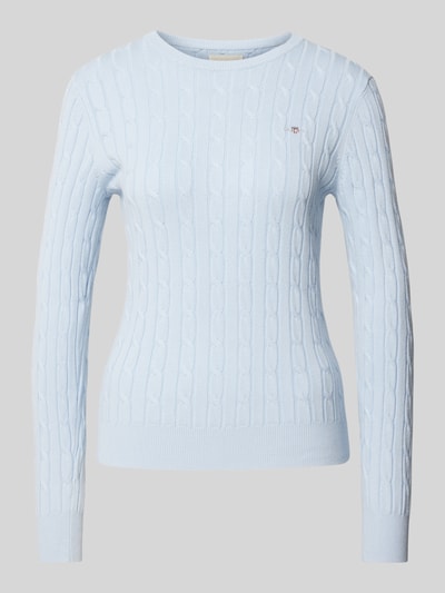 Gant Strickpullover mit Label-Stitching Hellblau 2