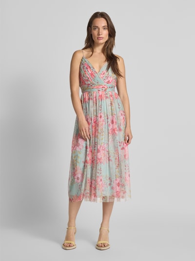 LACE & BEADS Cocktailkleid mit Taillenband Hellblau 4