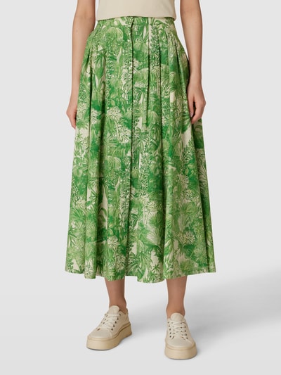 Max Mara Studio Midirok met all-over-motief, model 'PALLA' Groen - 4