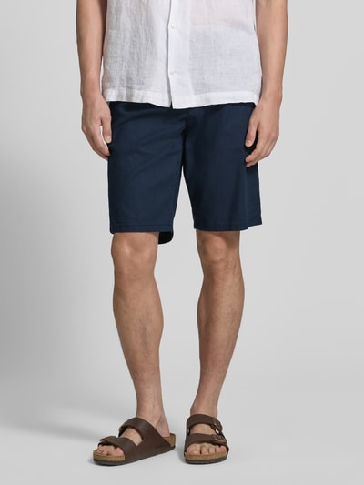 Tom Tailor Szorty z lnu w kroju regular fit z mieszanki lnu i bawełny Granatowy 4