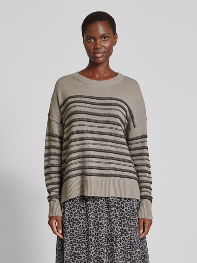 Smith and Soul Oversized Strickpullover mit gerippten Abschlüssen Taupe 4