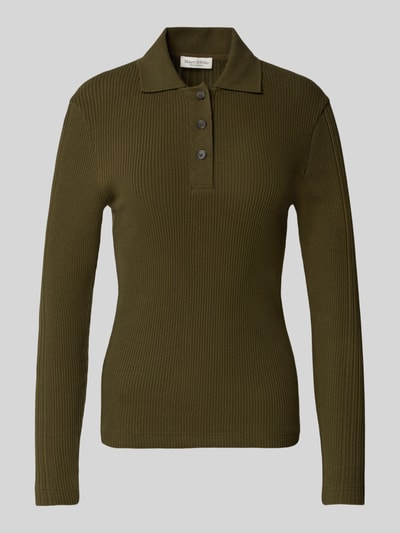 Marc O'Polo Slim Fit Langarmshirt aus gerippter Baumwolle Khaki 2