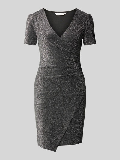 Apricot Minikleid mit V-Ausschnitt Silber 2