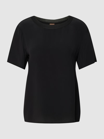 BOSS Black Women T-shirt met geribde ronde hals, model 'Ilyeana' Zwart - 2