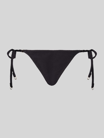 Produktfoto, Bikini-Slip mit Schnürverschluss von Seafolly in Schwarz, strukturierte Textur, körpernaher Schnitt, Stretch-Material.