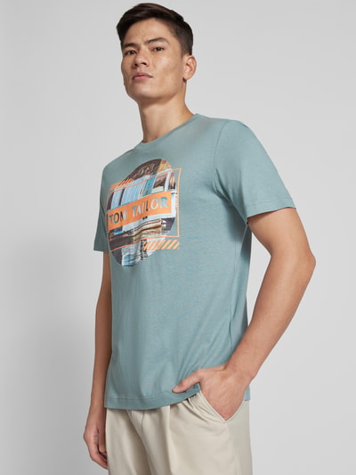 Tom Tailor T-shirt met labelprint Mintgroen - 3