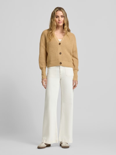 Vero Moda Regular fit gebreid jack met sierknopen, model 'LEA' Zand - 1