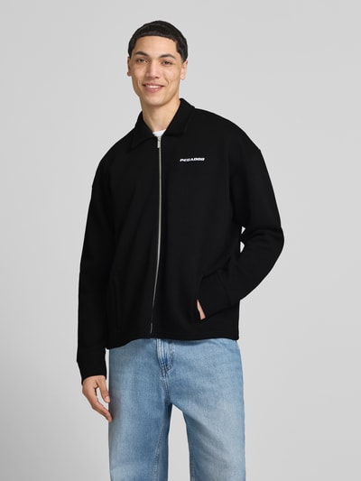 PEGADOR Oversized Sweatjacke mit Strukturmuster Modell 'Tate' Black 4