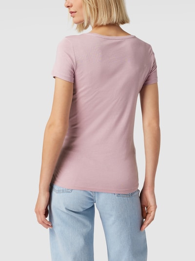 Jake*s Casual T-Shirt mit geripptem Rundhalsausschnitt Mauve 5