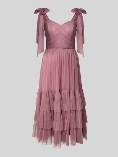 LACE & BEADS Cocktailkleid im Stufen-Look mit Raffungen Flieder 2