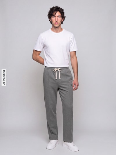 Don´t Waste Culture Loose Fit Sweathose aus reiner Baumwolle Modell 'LINO' Mittelgrau Melange 1