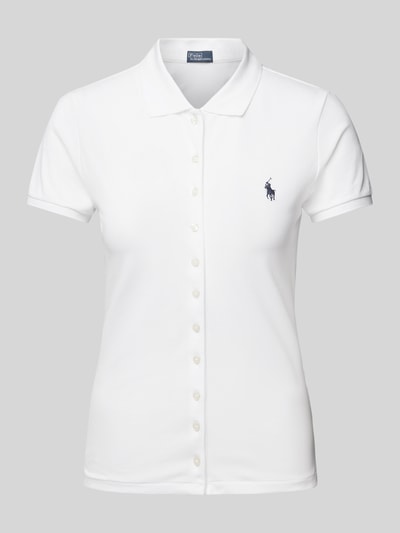 Polo Ralph Lauren Slim Fit Poloshirt mit durchgehender Knopfleiste Weiss 2