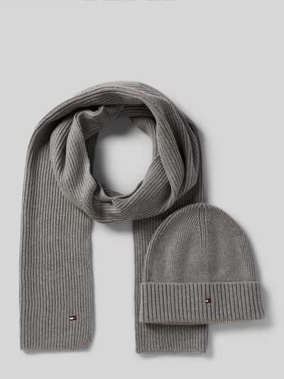 Tommy Hilfiger Muts en sjaal in een set van een mix van katoen en kasjmier met cadeaubox Lichtgrijs gemêleerd - 1