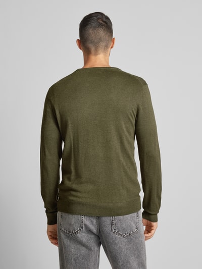 Lindbergh Gebreide pullover met ribboorden Olijfgroen - 5