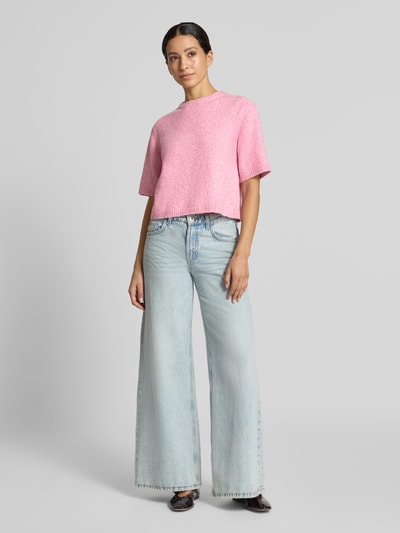 VERO MODA Sweter o kroju oversized z dodatkiem wełny model 'BOOM' Mocnoróżowy 1