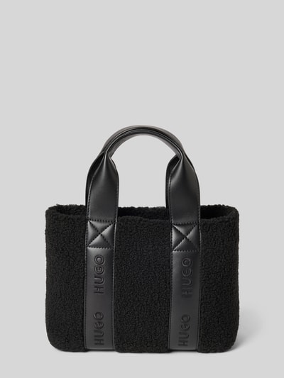 HUGO Schoudertas met band met label, model 'BECKY' Zwart - 4