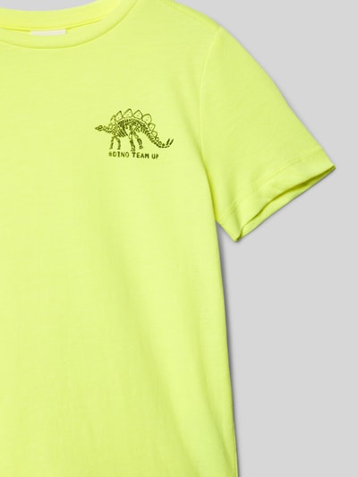 s.Oliver RED LABEL Regular Fit T-Shirt mit Baumwoll-Anteil und Dino-Print Neon Gelb 2