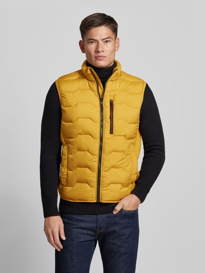 Tom Tailor Regular fit bodywarmer met borstzak met rits Mosterdgeel - 4