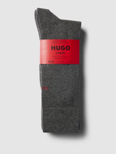 HUGO Socken mit Label-Detail im 3er-Pack Modell 'UNI COLORS' Mittelgrau 3