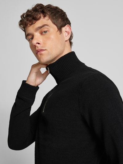 Only & Sons Gebreide pullover met opstaande kraag, model 'ETHAN' Zwart - 3