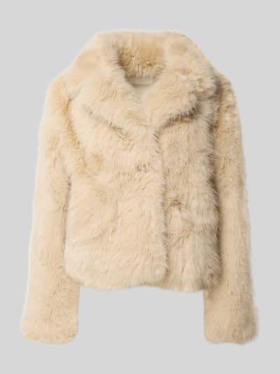 Apricot Jacke aus Kunstfell mit Umlegekragen Sand 2