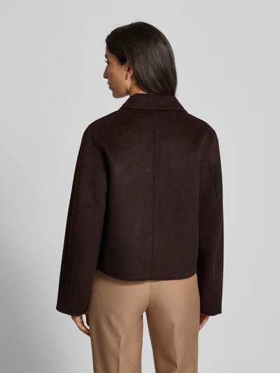 Samsøe Samsøe Jack van wolmix met platte kraag, model 'HOLLY' Chocoladebruin gemêleerd - 5