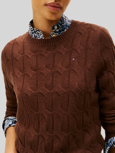 Tommy Hilfiger Regular Fit Pullover aus reiner Wolle Mittelbraun 3