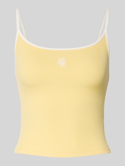 LeGer by Lena Gercke Korte top met labelstitching, model 'Ela' Lichtgeel - 2