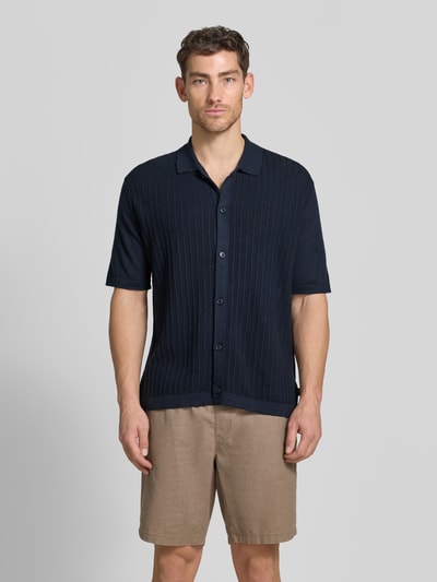 BOSS Orange Poloshirt aus Leinen-Baumwoll-Mix Modell 'AMICINO' Marine 4