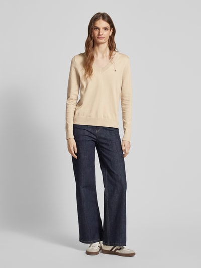 Tommy Hilfiger Strickpullover mit gerippten Abschlüssen Sand 1