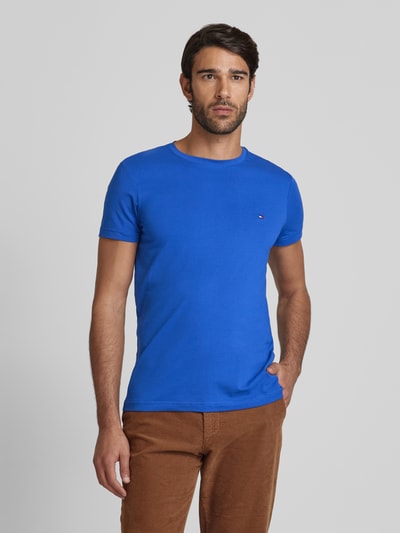 Tommy Hilfiger Slim fit T-shirt met ronde hals Koningsblauw - 4