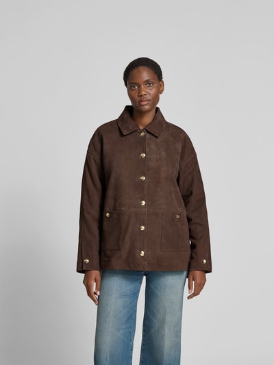Anine Bing Regular Fit Jacke mit Umlegekragen Dunkelbraun 4