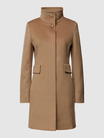 Max Mara Studio Wollmantel aus Lanawolle mit Stehkragen und Pattentaschen Camel 2