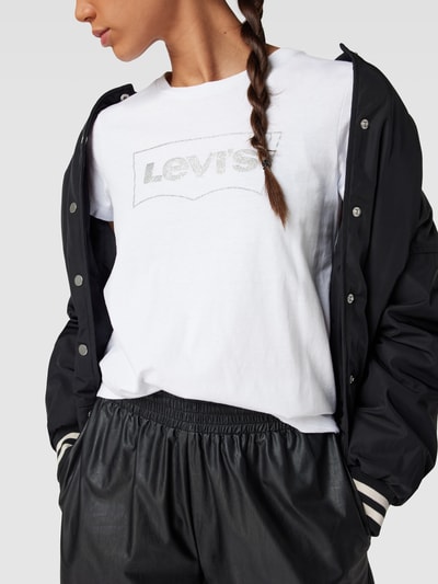 Levi's® T-Shirt mit Label-Print in Metallic Modell 'THE PERFECT TEE' Weiss 3