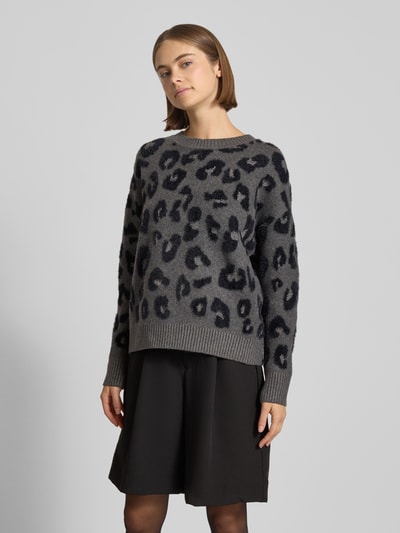 Only Regular Fit Strickpullover mit Animal Print Modell 'SARA' Graphit 4