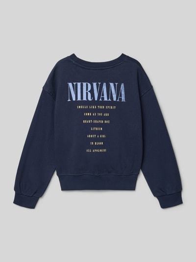 MANGO Sweatshirt mit Label-Print Modell 'NIRVANA' Marine 3