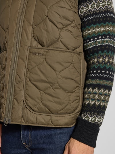Barbour Regular Fit Steppweste mit Zweiwege-Reißverschluss Oliv 3