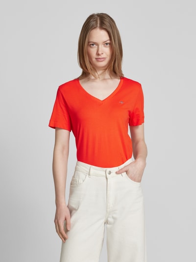 Gant T-shirt met labelstitching Koraal - 4