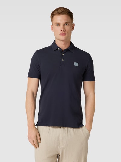 s.Oliver RED LABEL Poloshirt in gemêleerde look, model 'Washer' Marineblauw - 4