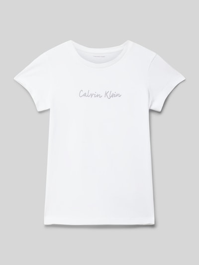 Calvin Klein Jeans Slim Fit T-Shirt mit Label-Print Weiss 1