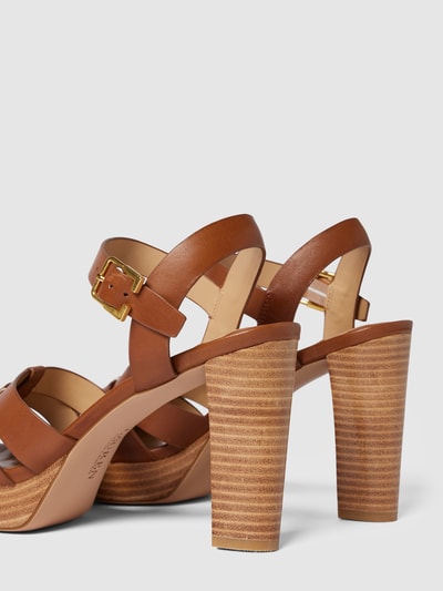 Lauren Ralph Lauren Sandaletten aus Leder mit Dornschließe Modell 'SOFFIA' Cognac 2