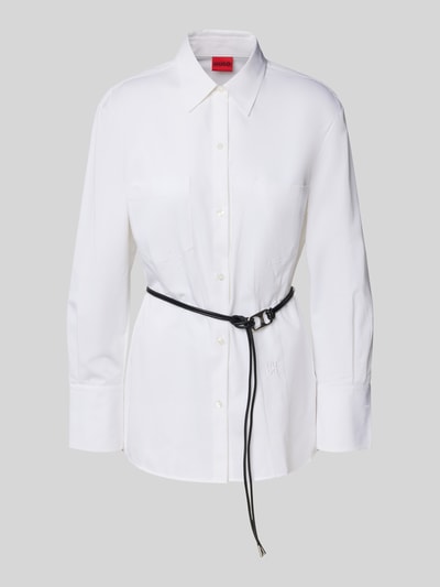 HUGO Overhemdblouse met tailleriem, model 'Everlee' Wit - 2