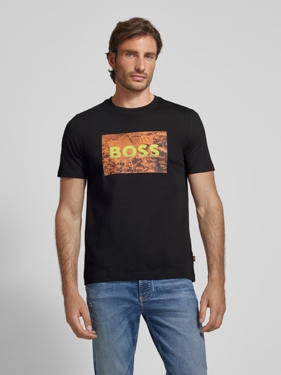 BOSS Orange T-shirt met motiefprint Zwart - 4