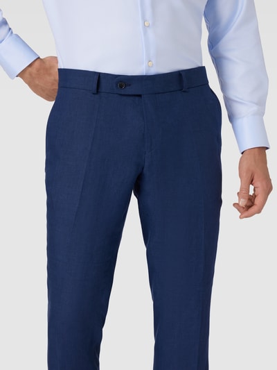 Carl Gross Slim Fit Anzughose aus Leinen mit Bügelfalten Modell 'Tomte' Marine 3